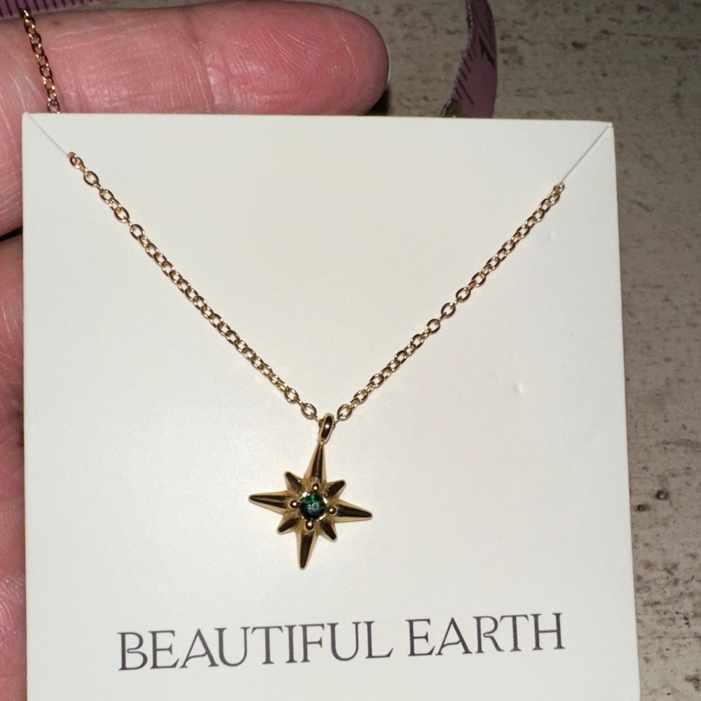 Gold Star Necklace green